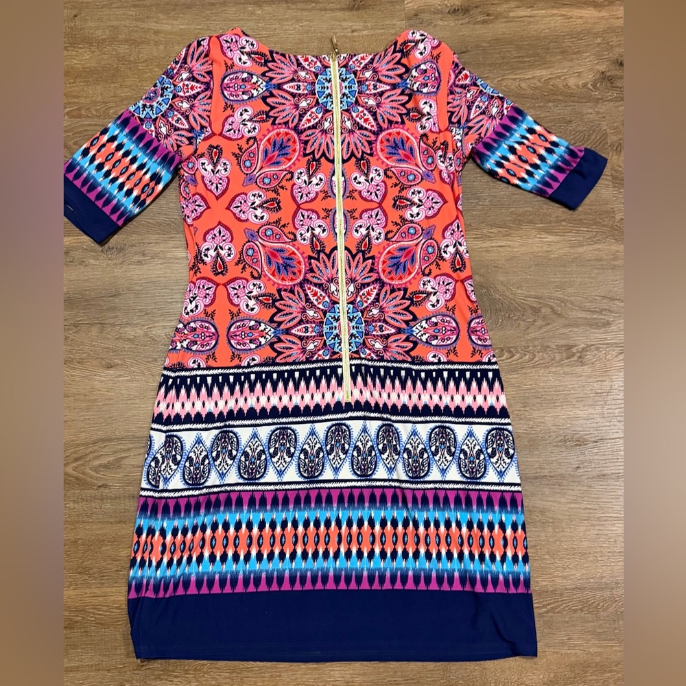 Eliza J Paisley Printed Shift Dress in Vibrant Colors - Picture 7 of 9
